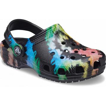 Zuecos Crocs Classic Tie-Dye Graphic Niño Negros | Mexico 1340FDNM